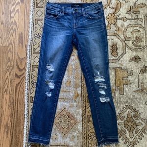 J Brand low rise pencil leg distressed jeans